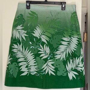 Crazy Horse (Liz Claiborne) Ombré Tropical "Aloha" Print Skirt Sequin Detailing